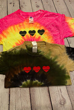 Load image into Gallery viewer, 3 of Hearts | Youth Tie Dye Heart T-Shirt