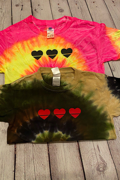3 of Hearts | Youth Tie Dye Heart T-Shirt